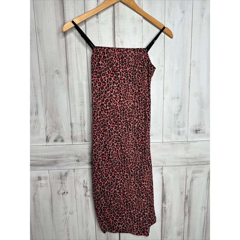 Victoria's Secret Sexy Red Leopard Square Neck Stretch Halloween Midi Slip Dress